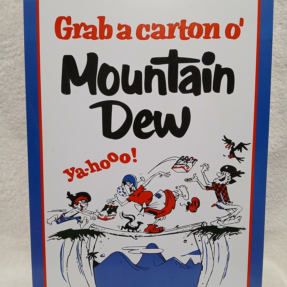 Vintage Mountain-Dew Sign- Red, Blue, Black
